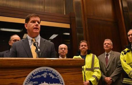 Mayor Martin Walsh conducted a snow emergency press conference at City Hall.
