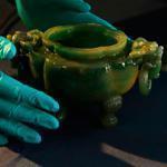 Safely back at Harvard, the jade censer was carefully unpacked on Tuesday. It will eventually be displayed again.