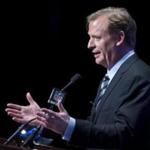NFL commissioner Roger Goodell speaks at his traditional Super Bowl week press conference. REUTERS/Carlo Allegri. 