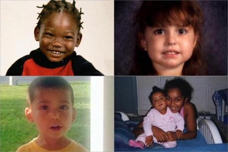 Top, from left: Dontel Jeffers, 4, died in 2005; Rebecca Riley, 4, of Hull died in 2006. Bottom, from left: Jeremiah Oliver, 5, has been missing since Sept. 14 and is now feared dead; Acia Johnson, 14, and her sister Sophia, 3, died in 2008. Their cases were overseen by state workers.
