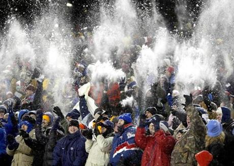 Patriots fans celebrated a victory at snowy Gillette Stadium in 2003. Owner Robert Kraft will have a strong voice in efforts to bring the Super Bowl to town.
