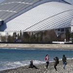 The Black Sea shoreline abuts the Fisht Olympic Stadium in Sochi. 