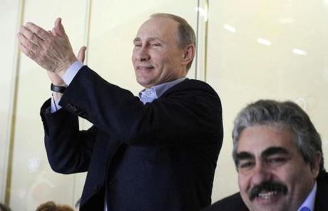 Russian President Vladimir Putin watched the US-Russia game.
