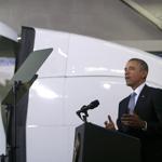 President Barack Obama spoke at the Safeway Distribution Center in Upper Marlboro, Maryland. 