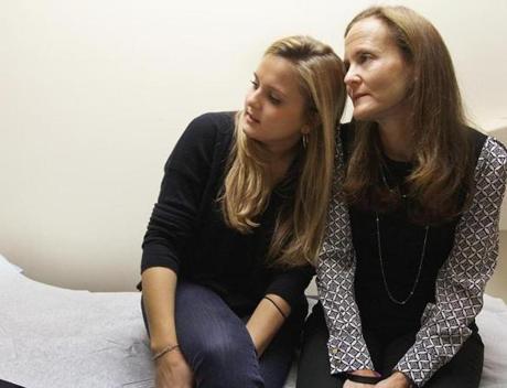 Marathon bombing victim Gillian Reny and her mother, Audrey Epstein Reny, were back at Brigham and Women’s Hospital for another appointment on Tuesday.
