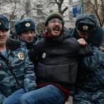 Officers detained protesters on Friday in Moscow after the verdicts were handed down.