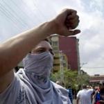 Venezuelan demonstrators chanted harangues against the government. 