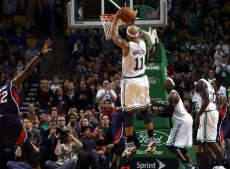 Jerryd Bayless hit a 17-foot jumper with 41.9 seconds to go to put the Celtics up 113-102. 
