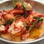 Lobster with winter vegetables. 