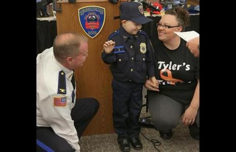 The Rhode Island boy, bravely battling leukemia, said he would like birthday cards from police officers and firefighters for his birthday. 
