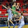 Jake O'Brien grabbed a rebound for his Ukraine Superleague team (Ferro-ZNTU Zaporozhye). He cut short his rookie year in the league when violence escalated in the country..
