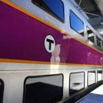 A Hyundai Rotem commuter rail car sat in South Station.  The state of Massachusetts spent $190 million for the cars.