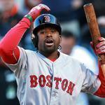 Jackie Bradley Jr. was left hopping mad after beind called out on strikes to end the game. 