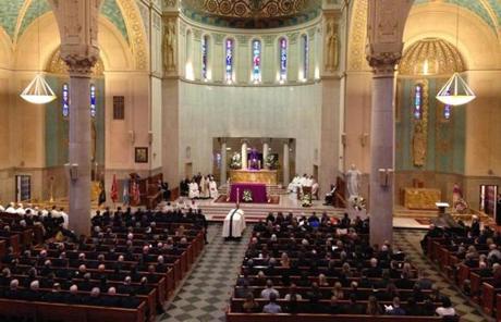 Michael Kennedy’s funeral is being held at Holy Name Church in West Roxbury.

