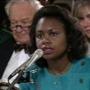 Anita Hill testified she was sexually harassed by Clarence Thomas before the Senate Judiciary Committee on Capitol Hill in Washington, Oct. 11, 1991.