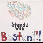 An artifact from the exhibit called ‘‘Dear Boston: Messages from the Marathon Memorial.”