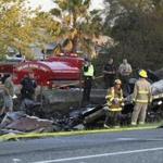 Emergency crews were at the scene Thursday a crash between a semi truck and a bus on on Interstate 5 near Orland, Calif.