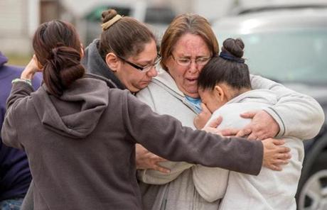 Family members broke down in tears near the memorial.
