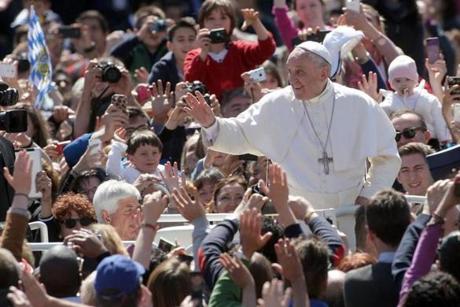 Pope Francis was excited as he greeted the faithful on Easter.
