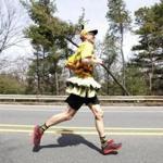 This runner showed off his tutu as he raced past Wellesley College last year.