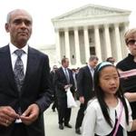 Aereo CEO Chet Kanojia (left) left the US Supreme Court after oral arguments.