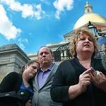 The family of Justina Pelletier spoke outside the State House Monday.
