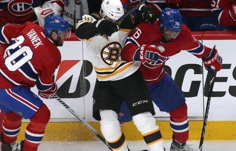 P.K. Subban put a heavy hit on Reilly Smith in the first period.
