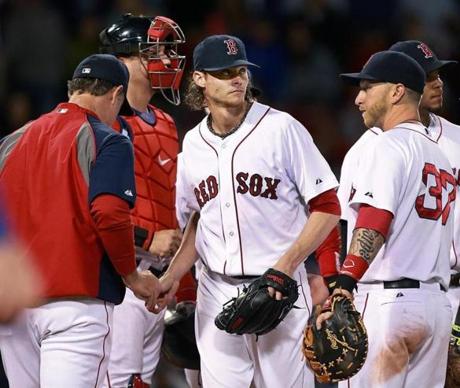 John Farrell took the ball from Clay Buchholz in the fifth inning.
