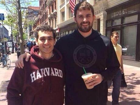 Marc Atiyeh was walking down Boylston Street with his mother on Saturday when he spotted Kevin Love. 
