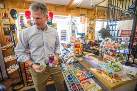 Scott Brown  paid cashier Gita Patel for a drink while campaigning at the Waterhouse Country Store in Windham, N.H.
