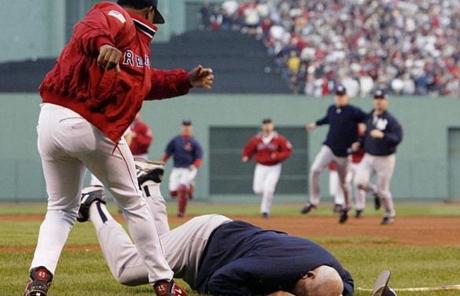 Pedro Martinez threw Yankees bench coach Don Zimmer to the ground during Game 3 of the ALCS Oct. 11, 2003.
