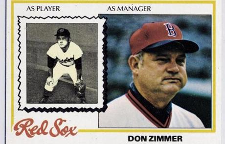 A Don Zimmer baseball card.
