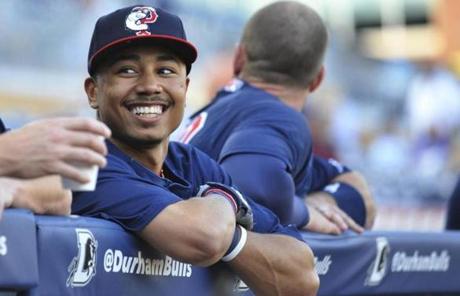 Mookie Betts seems very much at ease with his Triple A teammates, though he is just 21.
