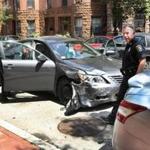 Police arrested a man after he crashed his car on St. Botolph Street.