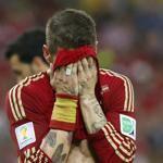 Spain's Sergio Ramos reacted during the loss to Chile. 