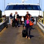 Passengers leave the  Seastreak ferry that brought them from New Bedford to Oak Bluffs in an hour. 