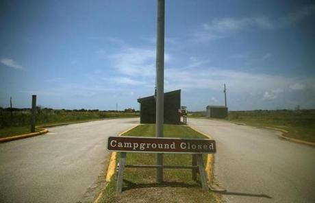 A campground was closed at Cape Hatteras on North Carolina?s Outer Banks islands. 
