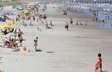 Beach-goers were at Myrtle Beach State Park in South Carolina Wednesday.
