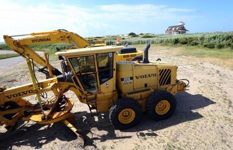 Road clearing equipment was staged on Hatteras Island.
