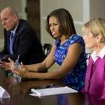 First lady Michelle Obama participated in a discussion in May about school nutrition.