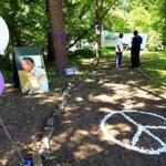 A peace sign leads into the Steven P. Odom Tranquility Garden, which was dedicated Saturday to a 13-year-old boy who was fatally shot in 2007.