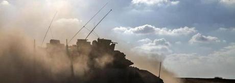 Israeli tanks headed to the Gaza border.

