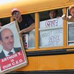 Market Basket workers from two Fitchburg stores cheered as they left the rally in Tewksbury.