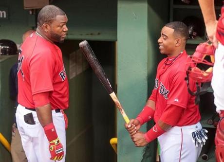 The arrival of Yoenis Cespedes (right) boosted the Red Sox? team batting average.
