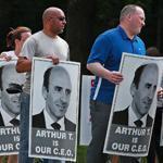 Market Basket workers picketed at the company?s distribution center in Andover, where a job fair was held on Monday. Some part-time workers hurt by the dispute have been hired by rival Hannaford.