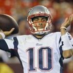 Rookie quarterback Jimmy Garoppolo was one of the few bright spots for the Patriots, going 9 for 13 for 157 yards and a touchdown. (AP Photo/Richard Lipski)