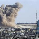Smoke from an Israeli strike rose over Gaza City Saturday.