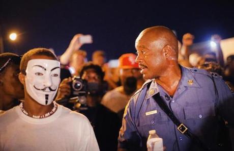 Missouri State Highway Patrol Captain Ron Johnson was on hand during peaceful protests Thursday night in Ferguson.
