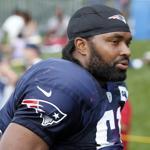 Jerod Mayo (center) has returned to practice this week, trying to pull his weight as the season approaches. Jessica Rinaldi/Globe Staff