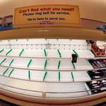 Shelves were nearly bare Monday at a Market Basket store in Haverhill.